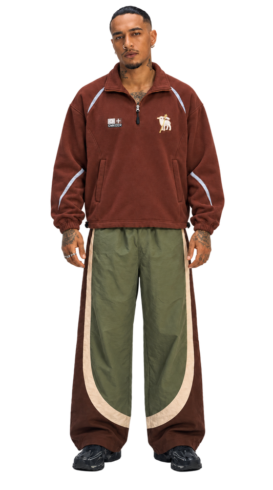 OMKEER Quarter-Zip Lamb Track Jacket – Burgundy