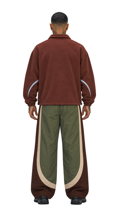 OMKEER Quarter-Zip Lamb Track Jacket – Burgundy