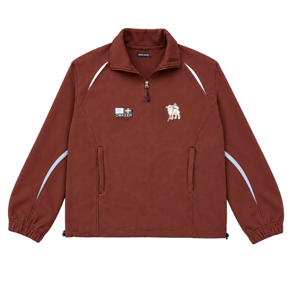 OMKEER Quarter-Zip Lamb Track Jacket – Burgundy